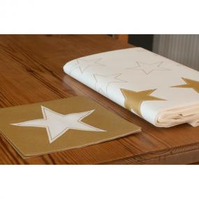 White and Gold Star Christmas Paper Tablecloth